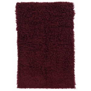 Linon New Flokati Hand Woven Wool 2'4&quotx4'3&quot Rug in Burgundy Red