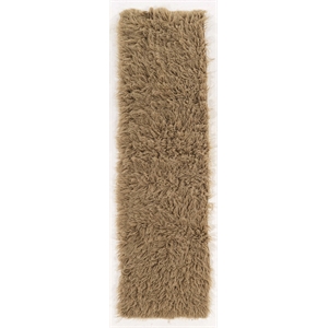 Linon New Flokati Hand Woven Wool 2'4&quotx8'6&quot Rug in Mushroom Brown