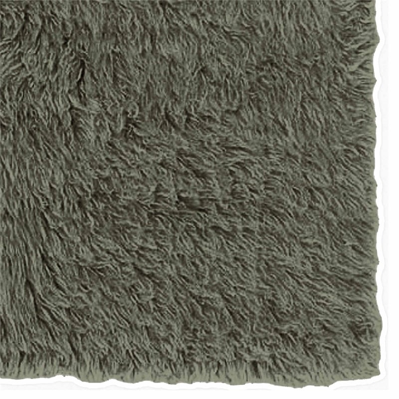 Linon New Flokati Hand Woven Wool 8'x10' Rug in Olive Green