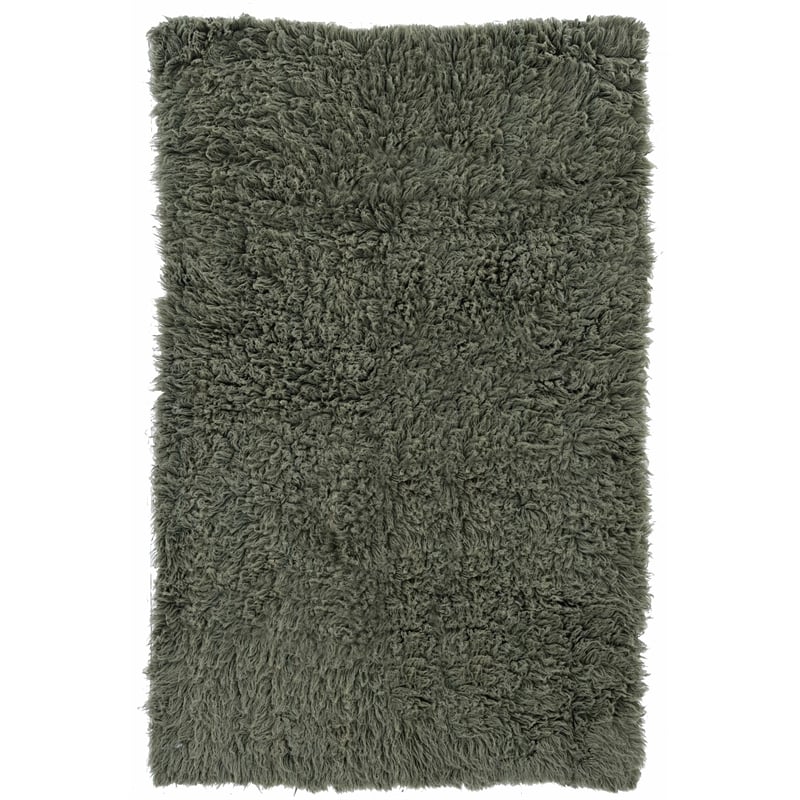Linon New Flokati Hand Woven Wool 8'x10' Rug in Olive Green