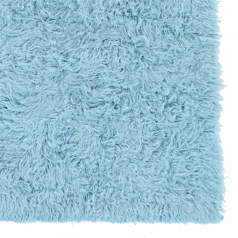 Linon New Flokati Hand Woven Wool 5'x8' Rug in Pastel Blue