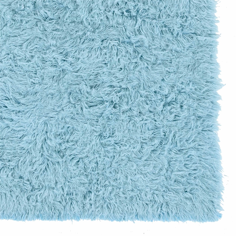 Linon New Flokati Hand Woven Wool 8'x10' Rug in Pastel Blue