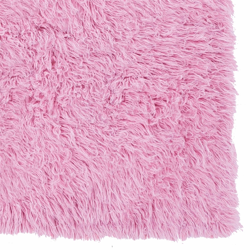 Linon New Flokati Hand Woven Wool 5'x8' Rug in Pastel Pink