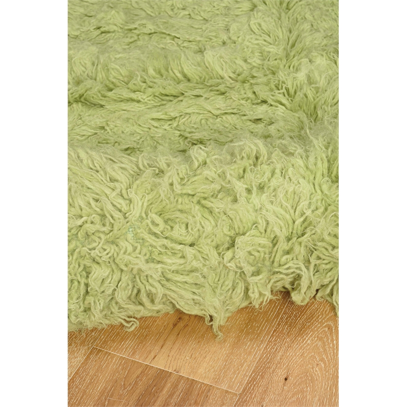 Linon New Flokati Hand Woven Wool 5'x8' Rug in Lime Green