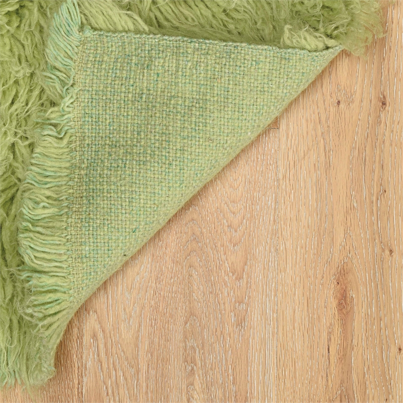 Linon New Flokati Hand Woven Wool 8'x10' Rug in Lime Green