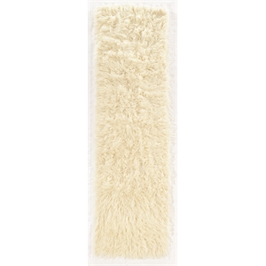 Linon New Flokati Hand Woven Wool 2'4&quotx8'6&quot Rug in Natural