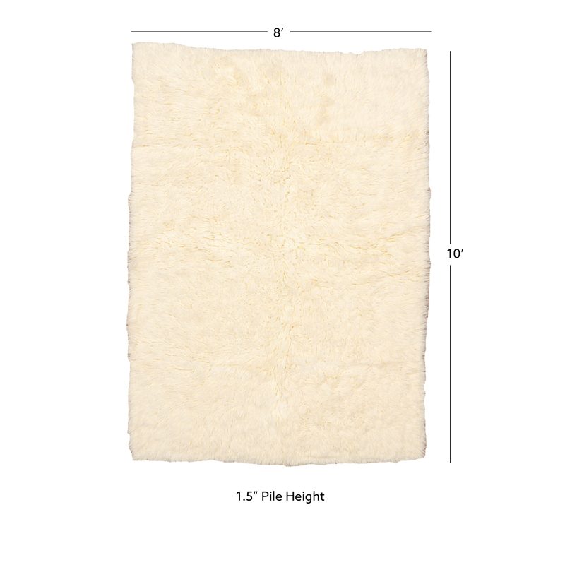 Linon New Flokati Hand Woven Wool 8'x10' Rug in Natural