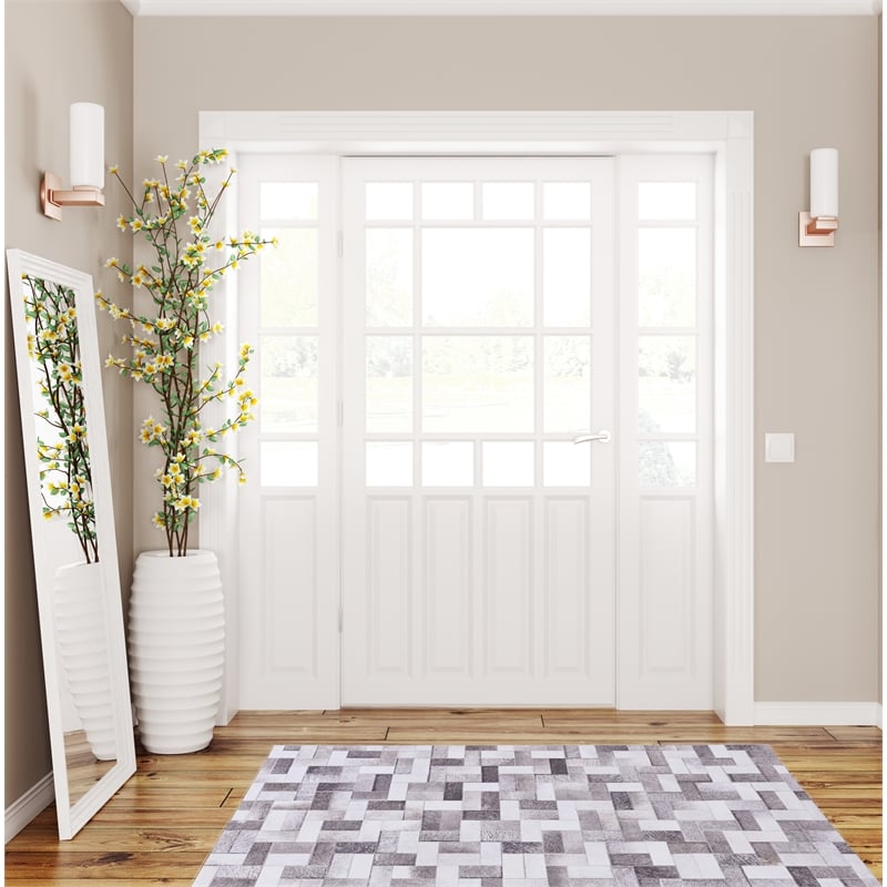 Linon Laredo Burke Woven Polyester 3'x5' Rug in Gray