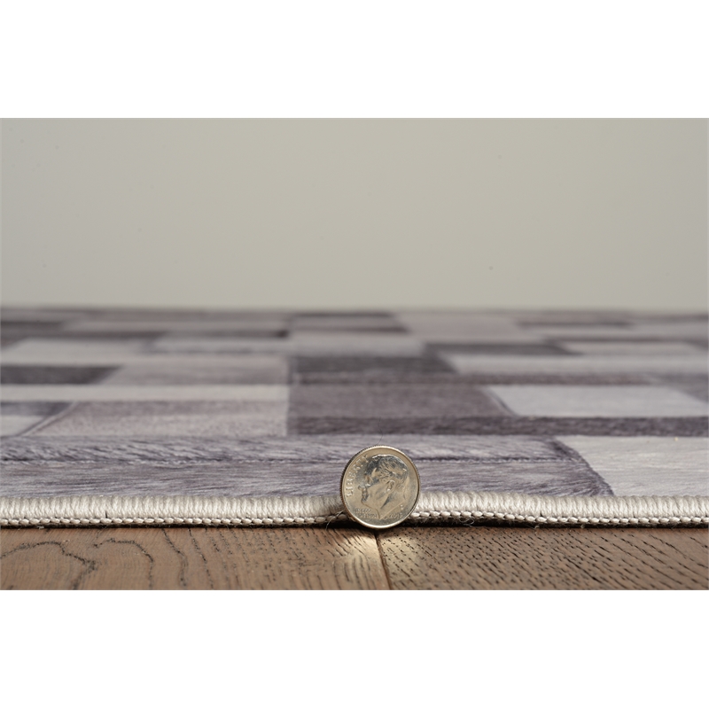 Linon Laredo Burke Woven Polyester 3'x5' Rug in Gray