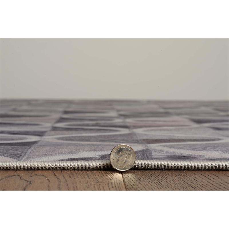 Linon Laredo Brim Woven Polyester 5'x7' Rug in Gray