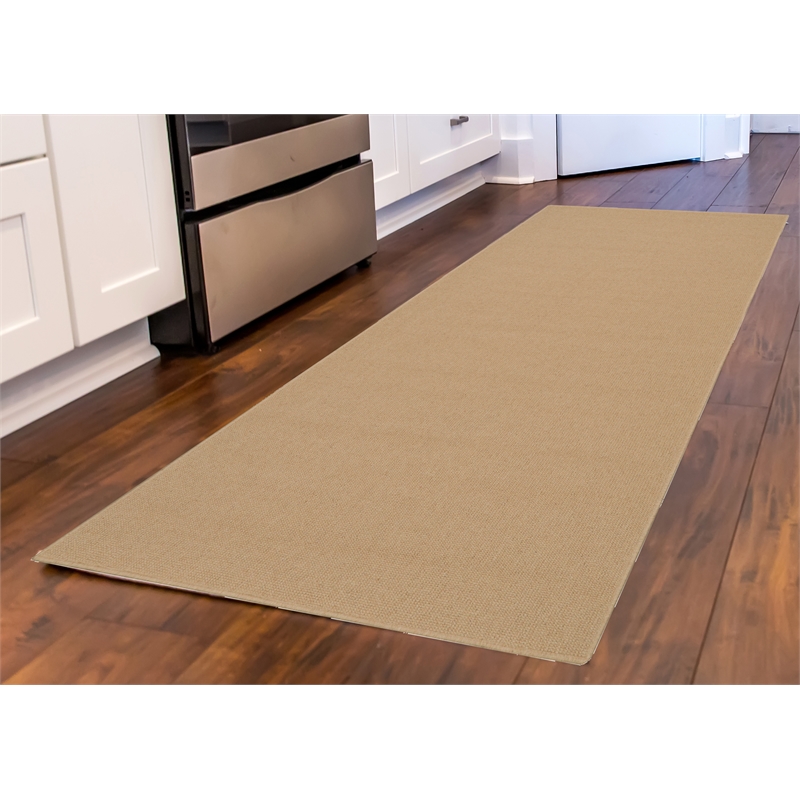 Linon Rushton Hand Tufted Wool 2'x8' Rug in Natural