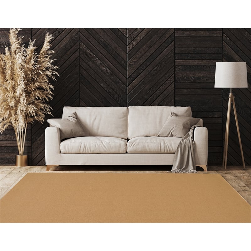 Linon Rushton Hand Tufted Wool 5'x8' Rug in Sisal Brown