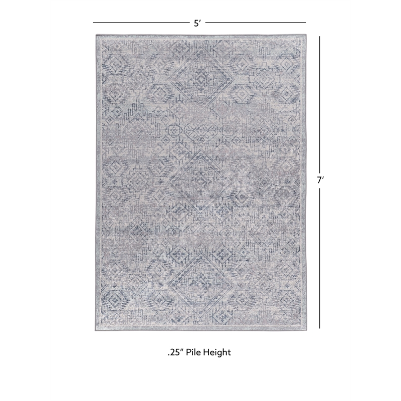 Linon Eclipse Dharma Woven Polyester 5'x7' Rug in Gray