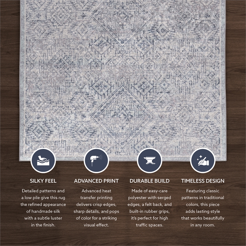 Linon Eclipse Dharma Woven Polyester 5'x7' Rug in Gray