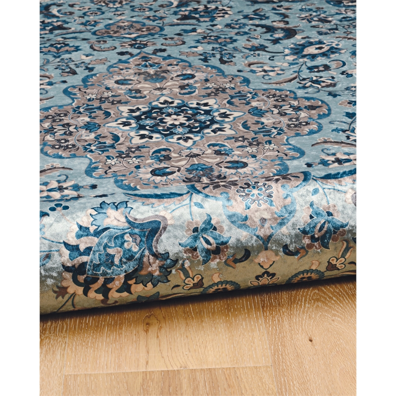Linon Eclipse Macon Woven Polyester 5'x 7' Rug in Blue