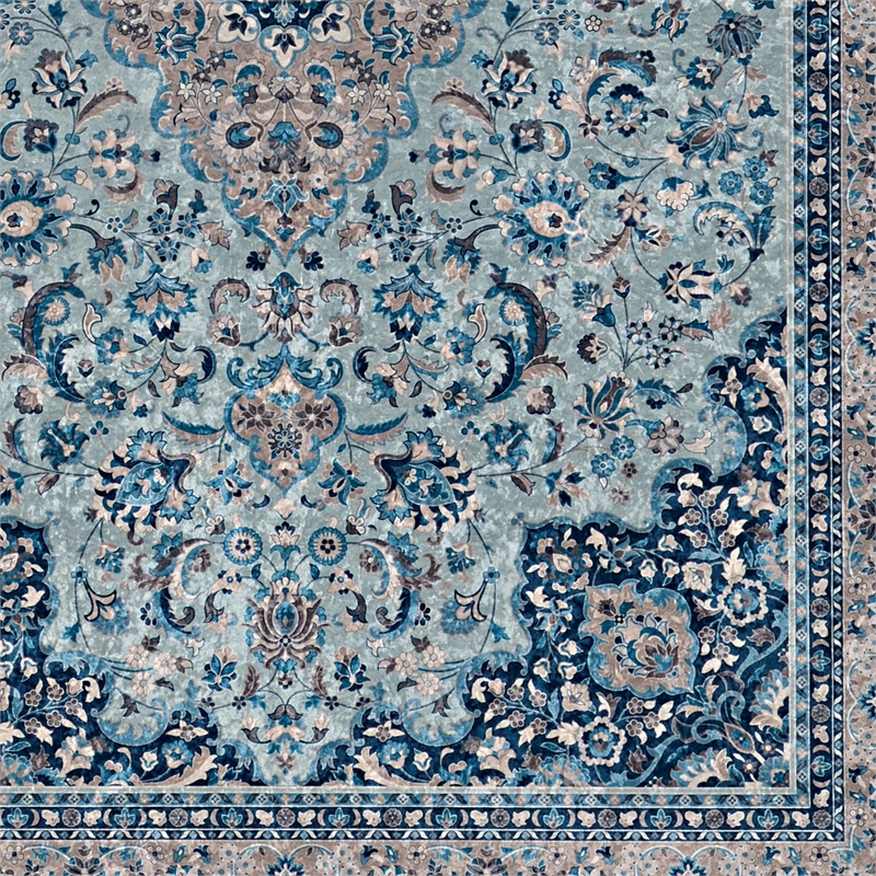 Linon Eclipse Macon Woven Polyester 5'x 7' Rug in Blue