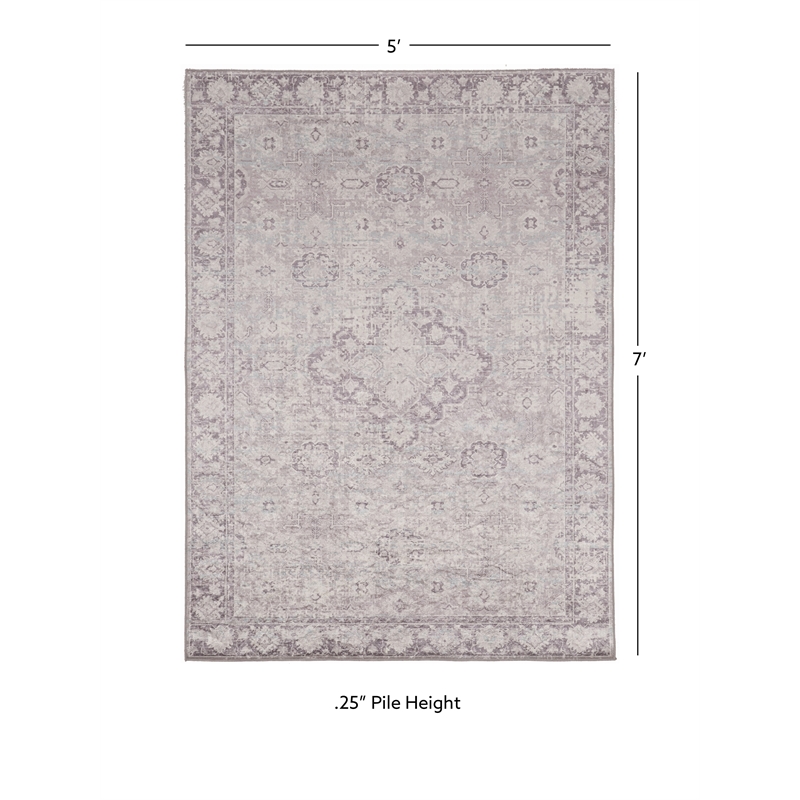 Linon Eclipse Boston Woven Polyester 5'x 7' Area Rug in Ivory