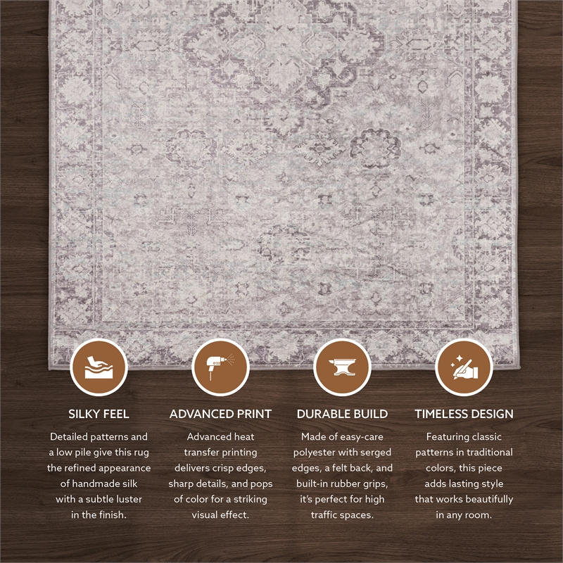 Linon Eclipse Boston Woven Polyester 5'x 7' Area Rug in Ivory