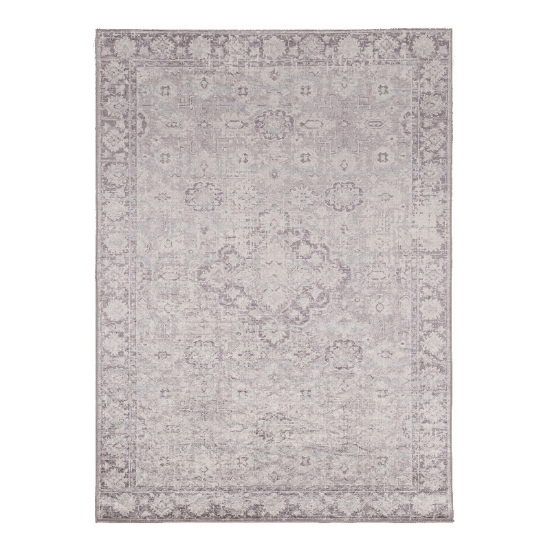 Linon Eclipse Boston Woven Polyester 5'x 7' Area Rug in Ivory