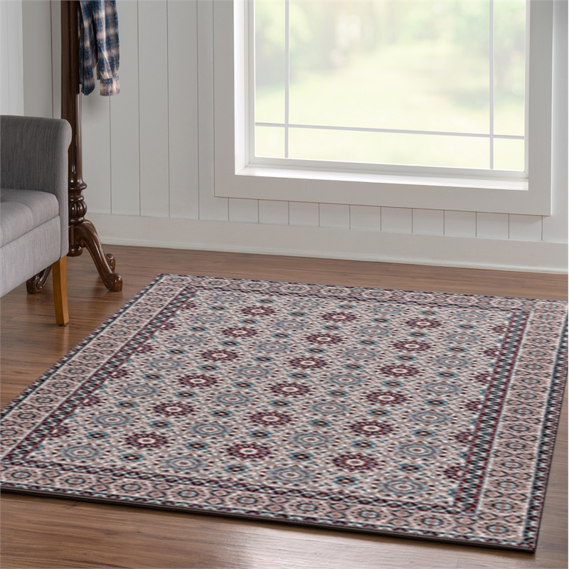 Linon Eclipse Candor Woven Polyester 5'x 7' Area Rug Ivory