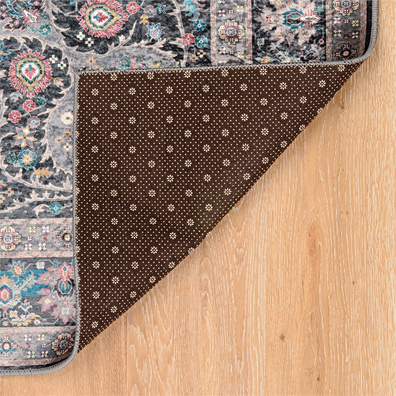 Linon Eclipse Rania Woven Polyester 5'x 7' Rug in Gray