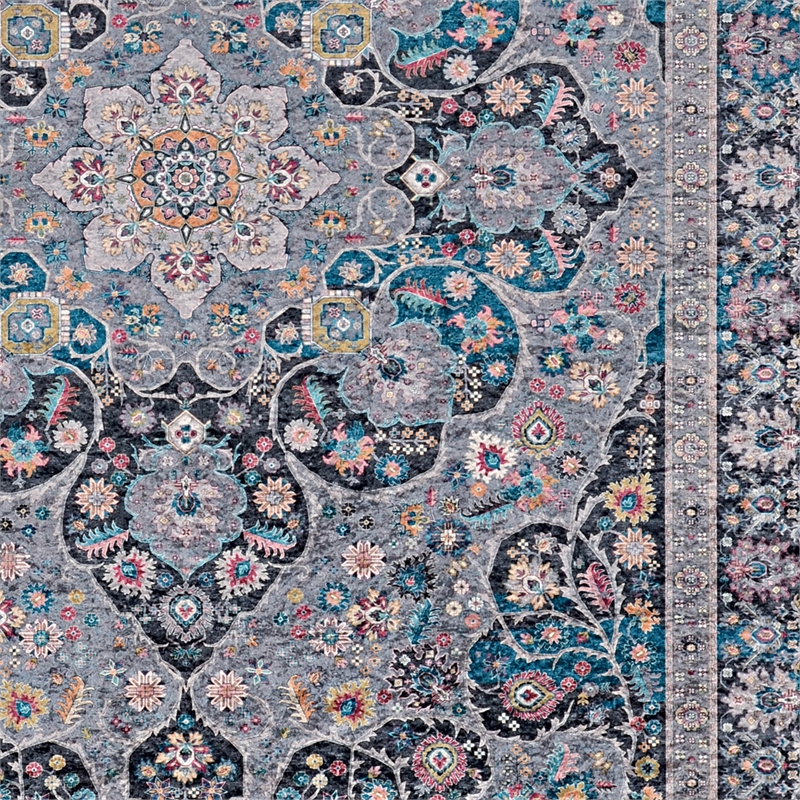 Linon Eclipse Rania Woven Polyester 5'x 7' Rug in Gray