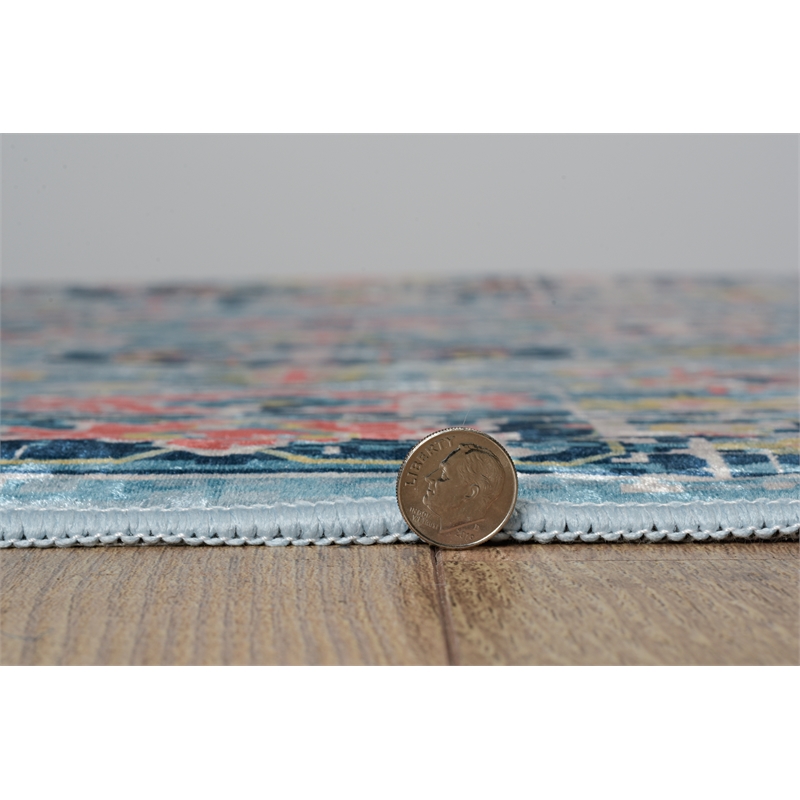 Linon Eclipse Agile Woven Polyester 5'x 7' Rug in Blue