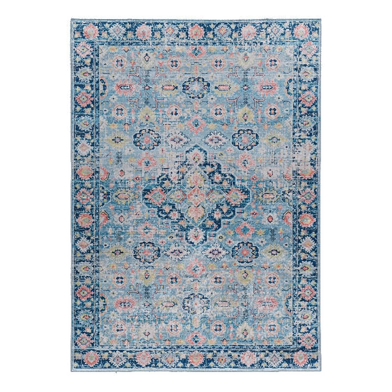 Linon Eclipse Agile Woven Polyester 5'x 7' Rug in Blue