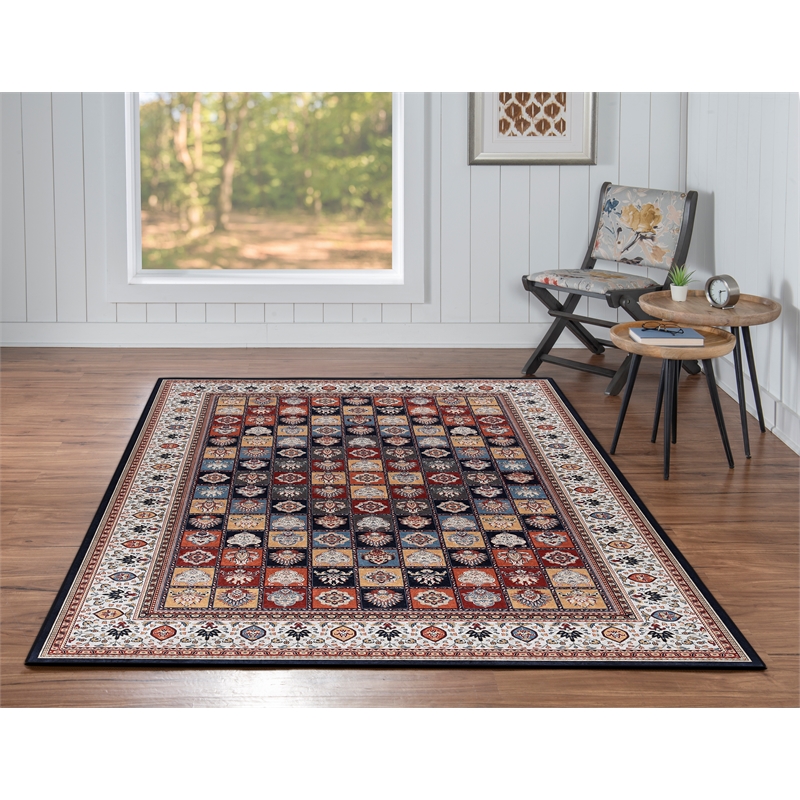 Linon Eclipse Aerin Woven Polyester 5'x 7' Rug in Black