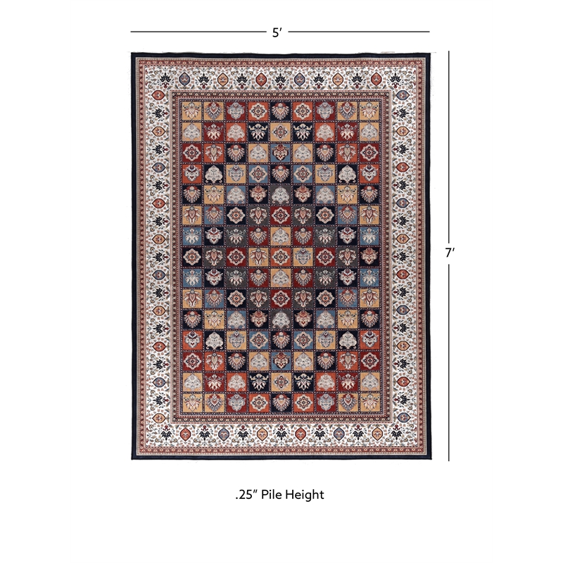 Linon Eclipse Aerin Woven Polyester 5'x 7' Rug in Black