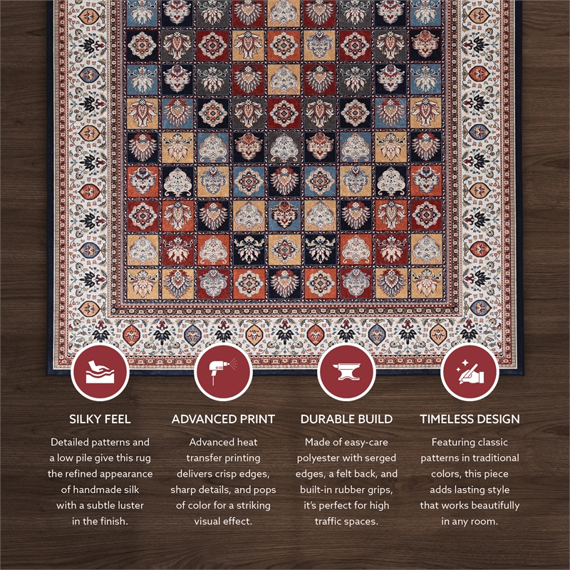 Linon Eclipse Aerin Woven Polyester 5'x 7' Rug in Black