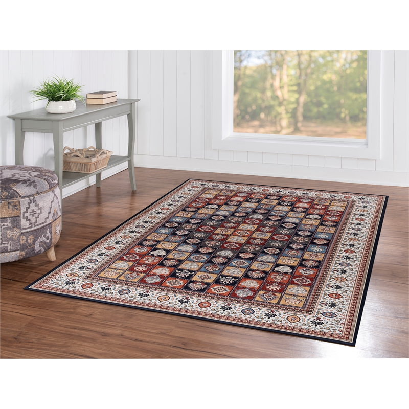 Linon Eclipse Aerin Woven Polyester 5'x 7' Rug in Black
