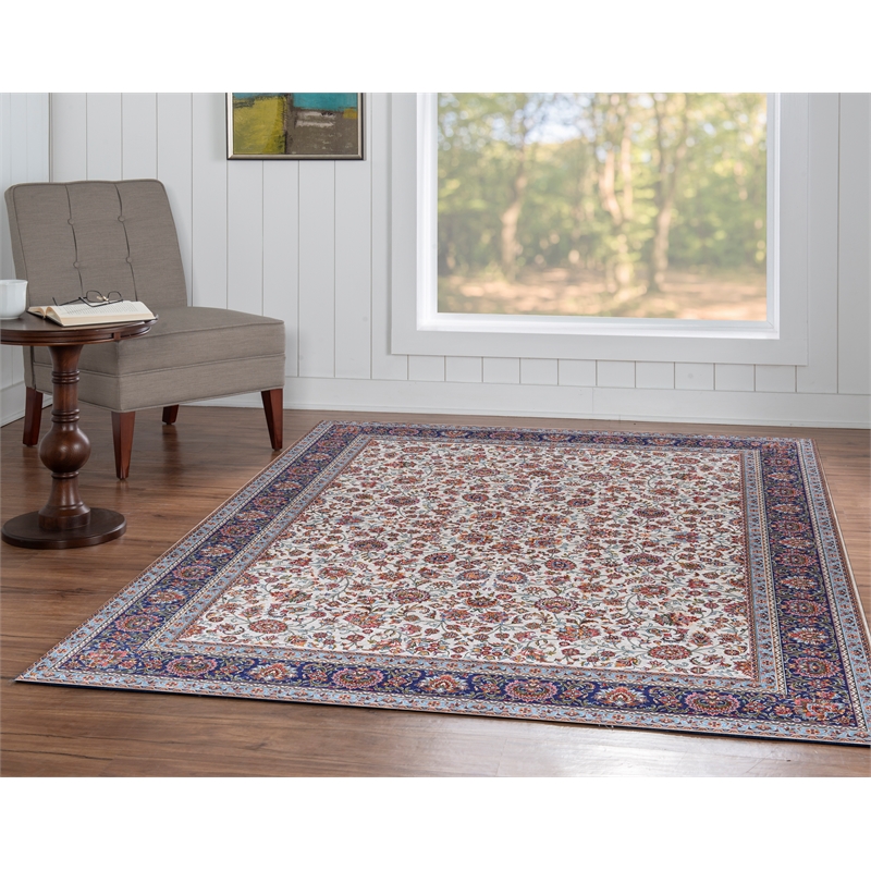 Linon Eclipse Ritchie Woven Polyester 5'x 7' Area Rug in Ivory