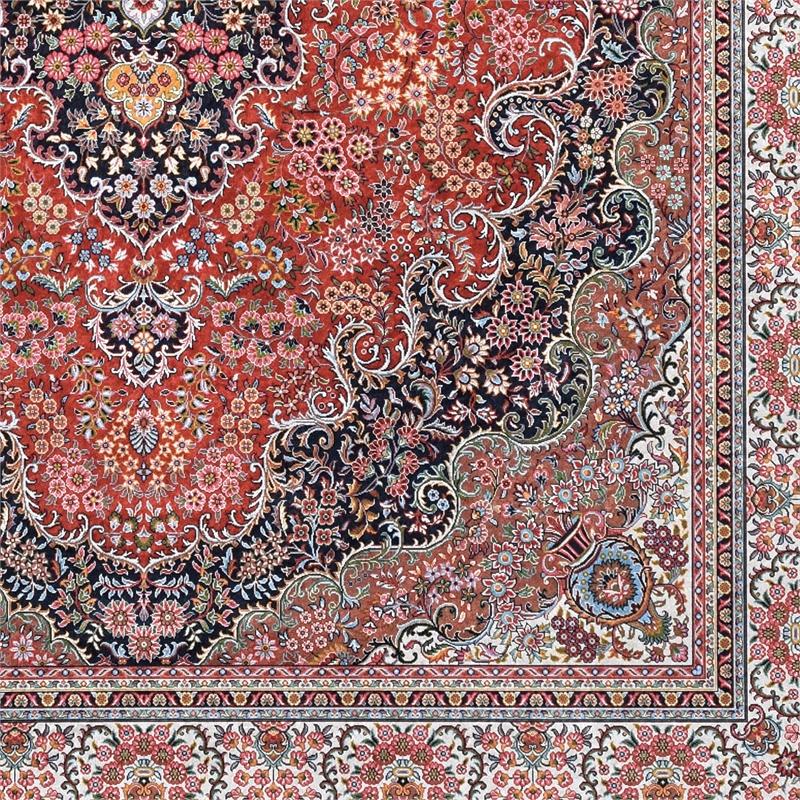 Linon Eclipse Sanlin Woven Polyester 5'x7' Rug in Red