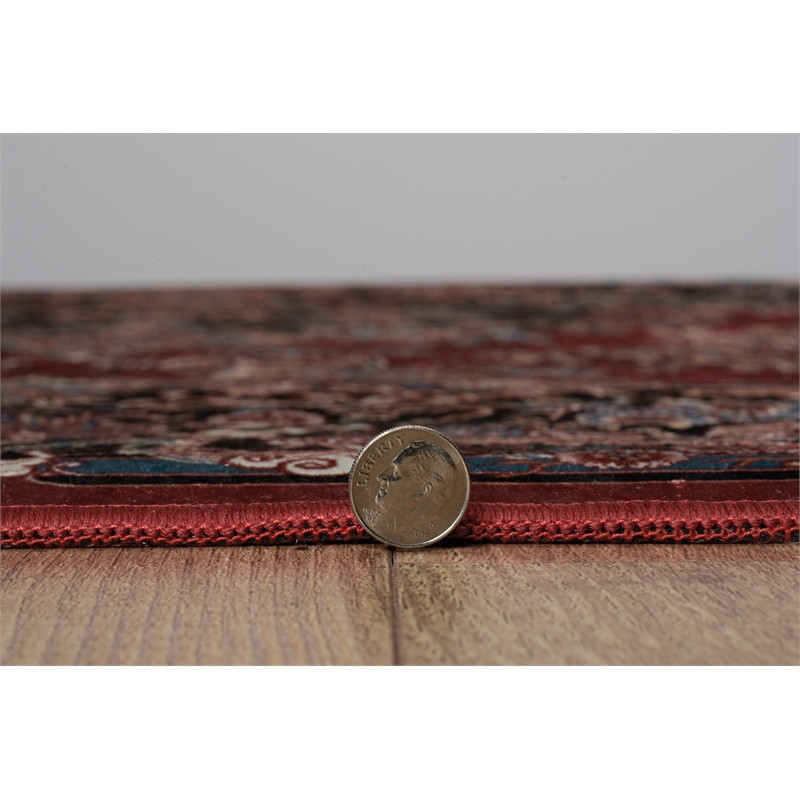 Linon Eclipse Martin Woven Polyester 5'x 7' Rug in Red