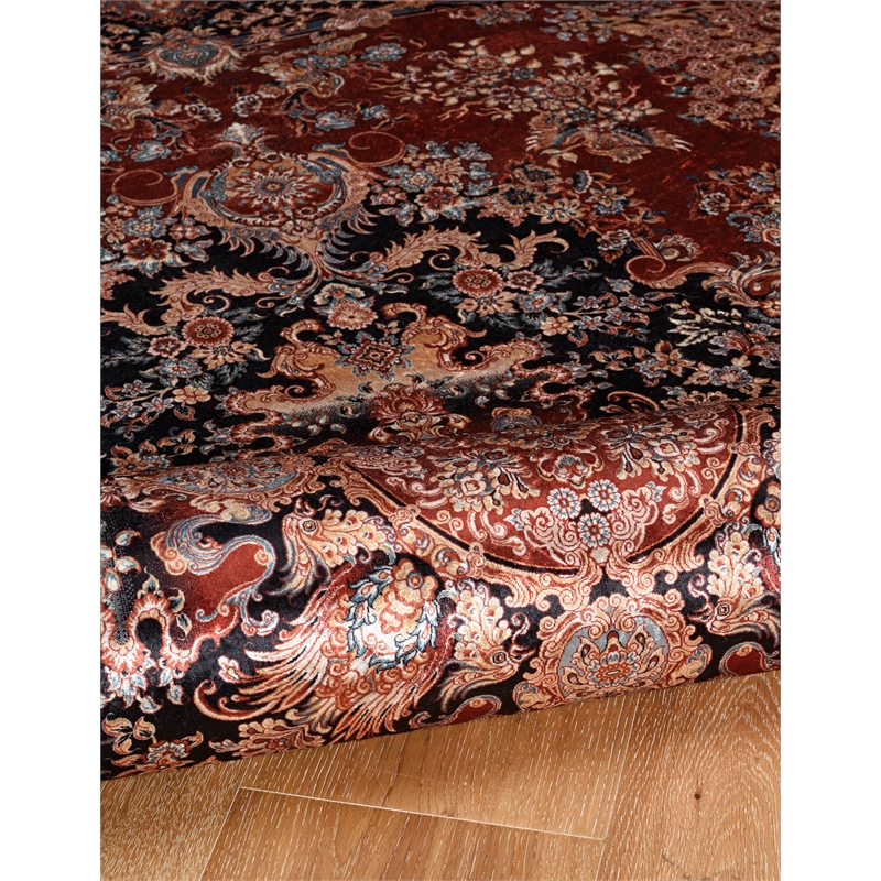 Linon Eclipse Martin Woven Polyester 5'x 7' Rug in Red