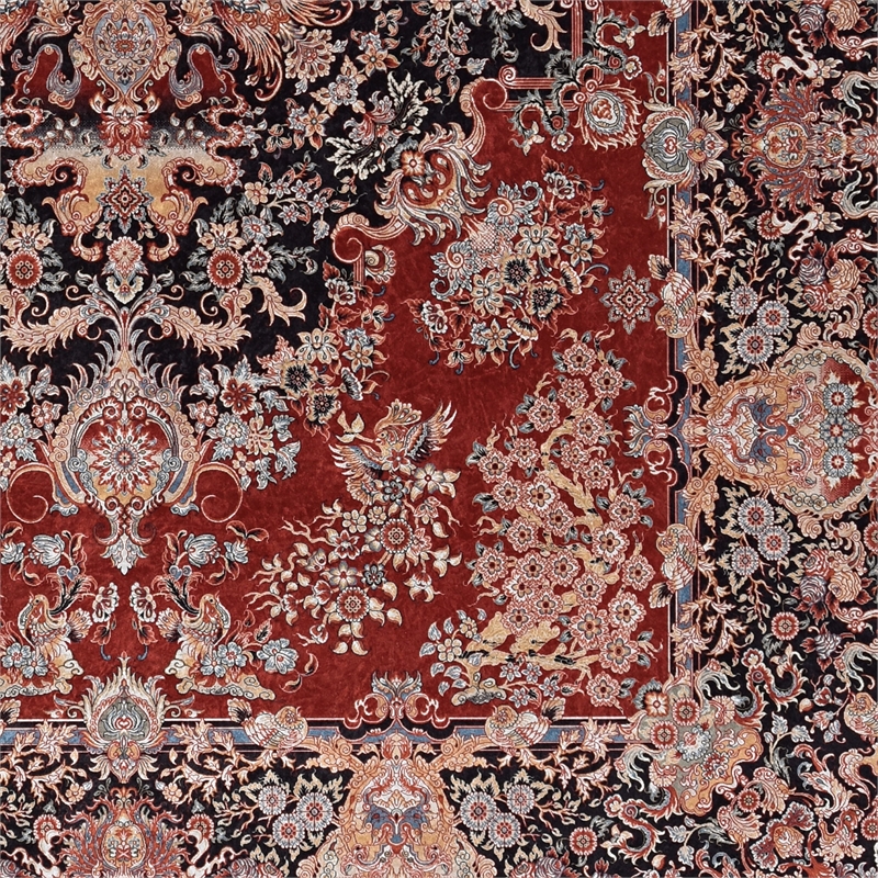 Linon Eclipse Martin Woven Polyester 5'x 7' Rug in Red