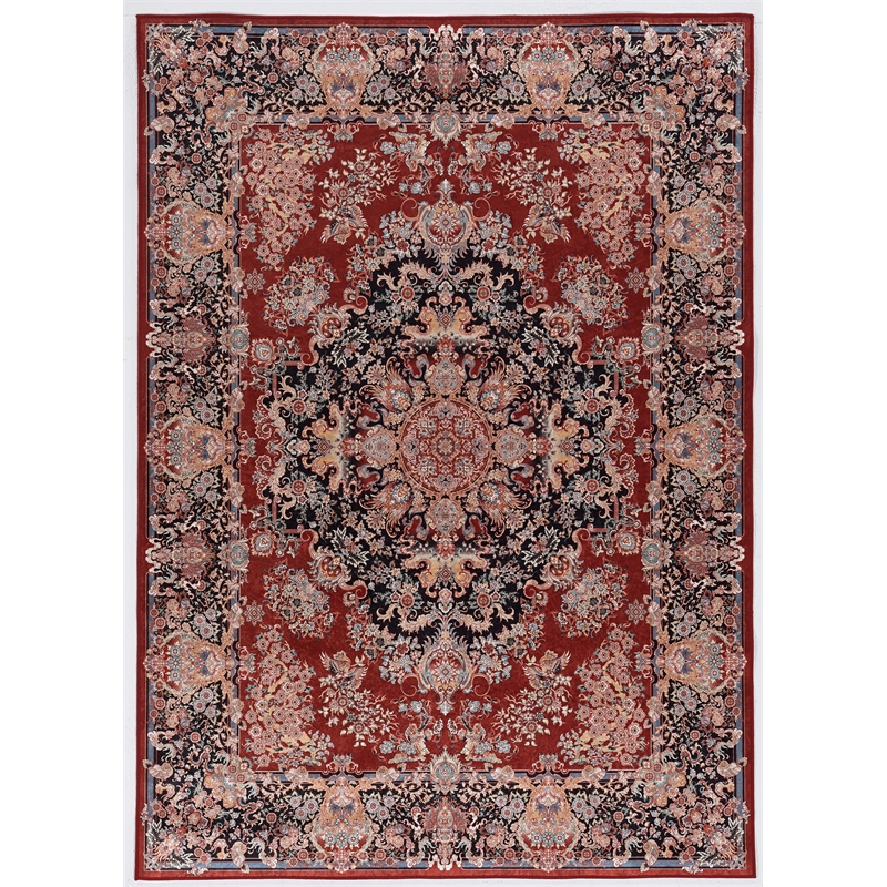 Linon Eclipse Martin Woven Polyester 5'x 7' Rug in Red