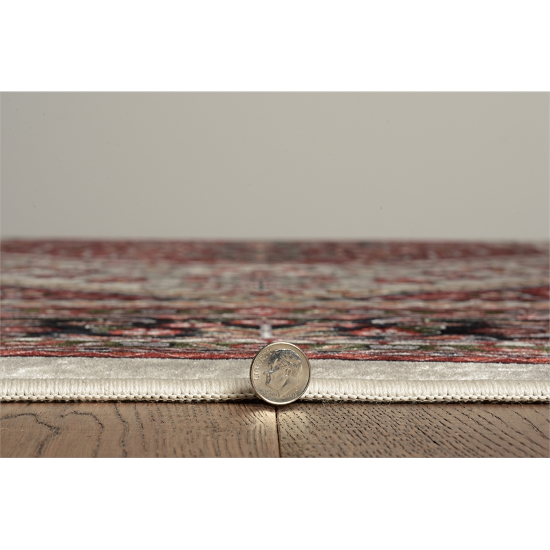 Linon Eclipse Bayer Woven Polyester 5'x 7' Rug in Red