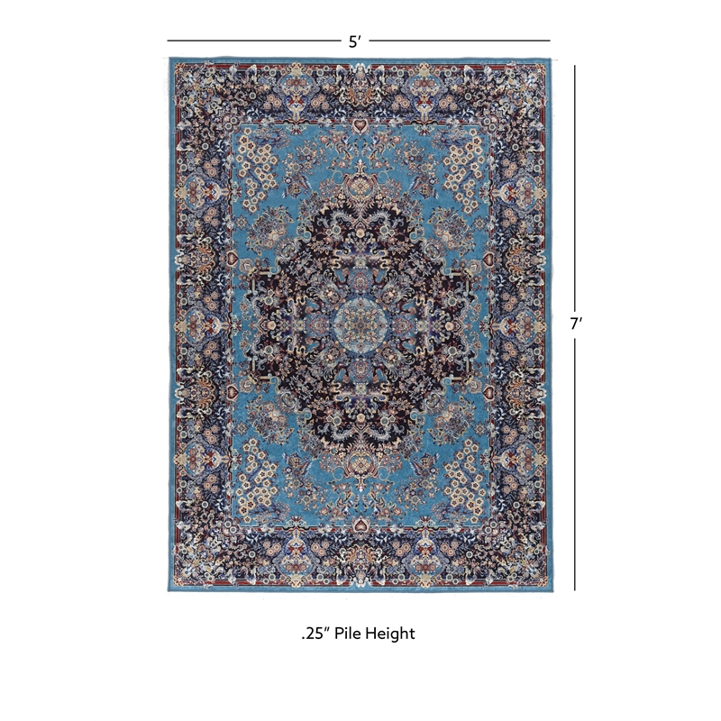 Linon Eclipse Martin Woven Polyester 5'x 7' Rug in Blue