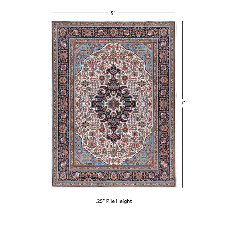 Linon Eclipse Landis Woven Polyester 5'x 7' Area Rug in Ivory