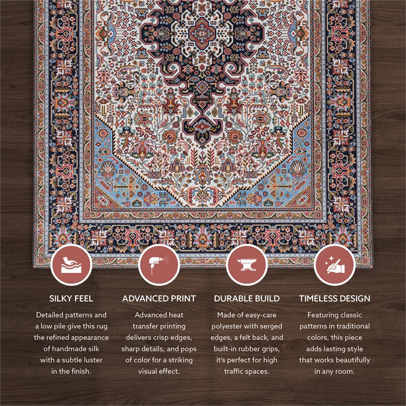 Linon Eclipse Landis Woven Polyester 5'x 7' Area Rug in Ivory