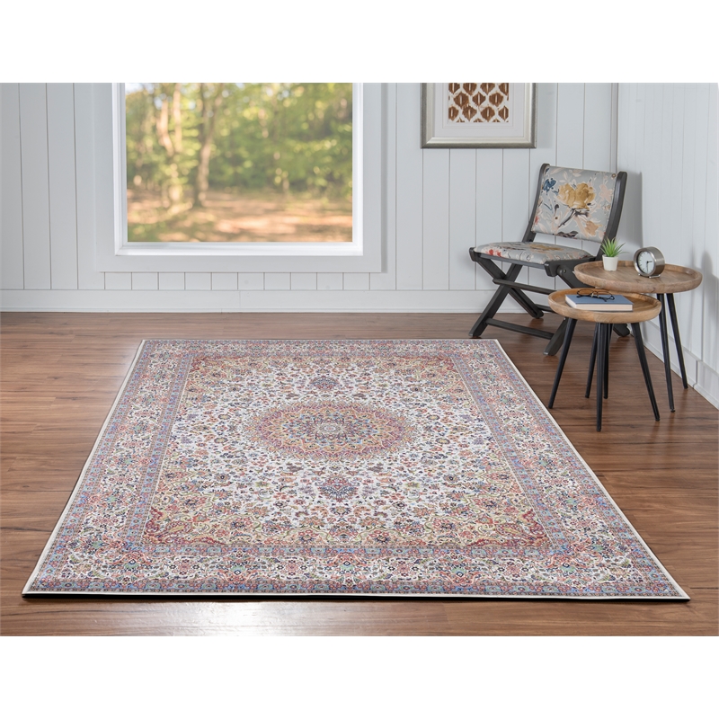 Linon Eclipse Kramer Woven Polyester 5'x 7' Rug in Ivory