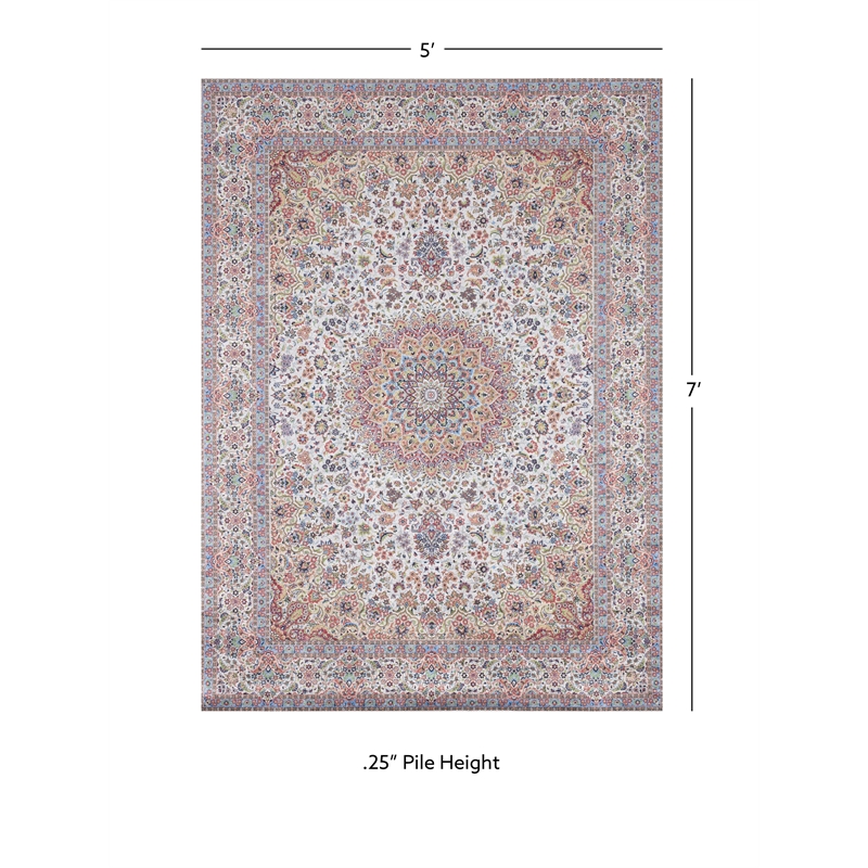 Linon Eclipse Kramer Woven Polyester 5'x 7' Rug in Ivory