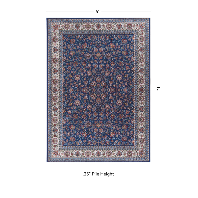 Linon Eclipse Ritchie Woven Polyester 5'x 7' Rug in Blue