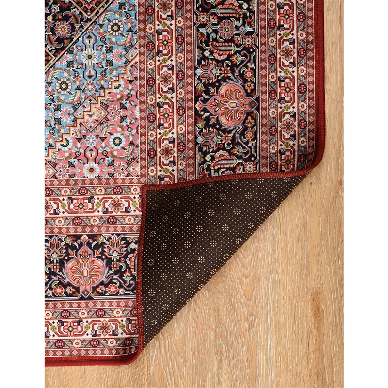 Linon Eclipse Milton Woven Polyester 5'x 7' Rug in Red