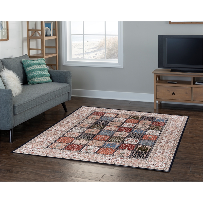 Linon Eclipse Farlin Woven Polyester 5'x 7' Rug in Black