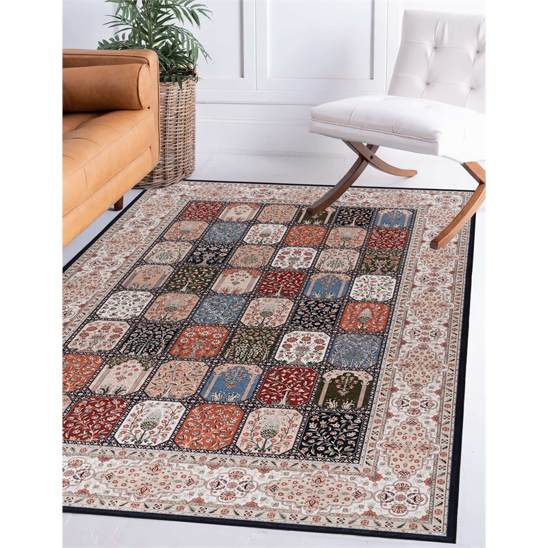 Linon Eclipse Farlin Woven Polyester 5'x 7' Rug in Black