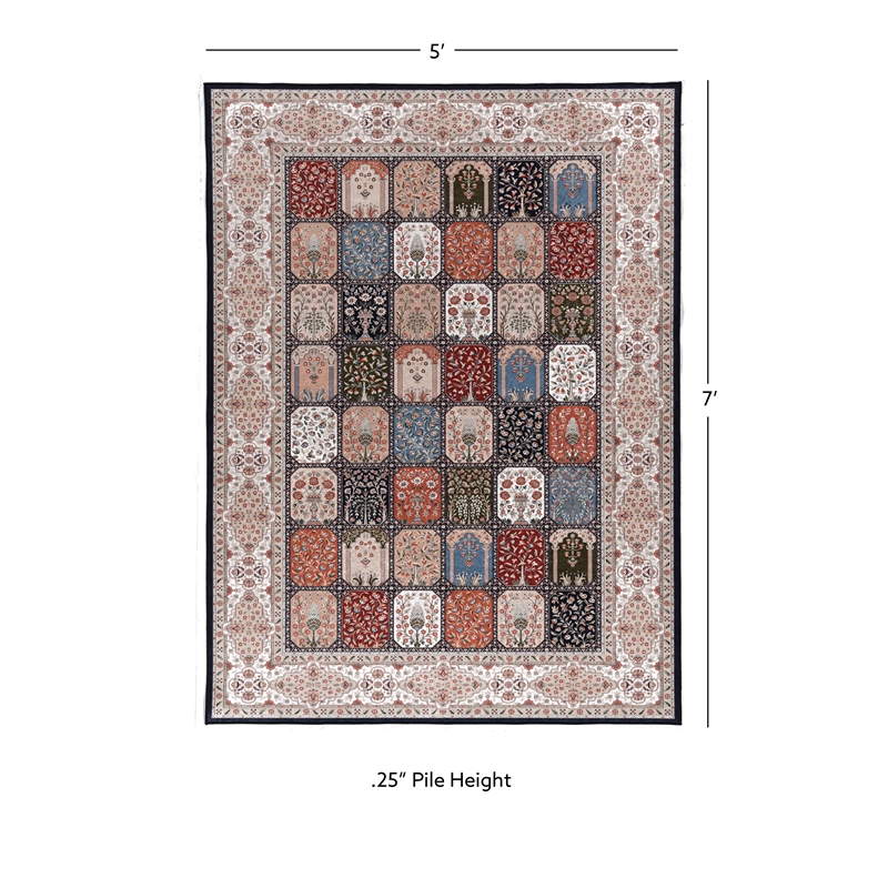 Linon Eclipse Farlin Woven Polyester 5'x 7' Rug in Black