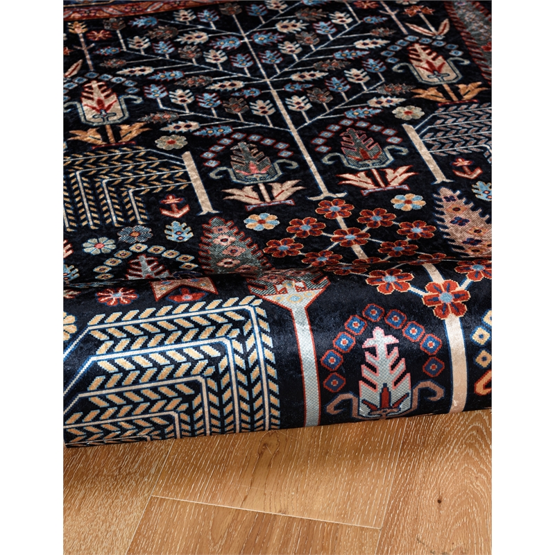 Linon Eclipse Tenley Woven Polyester 5'x 7' Rug in Navy Blue